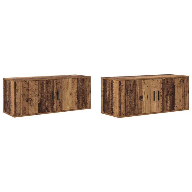 Væghængt TV-skab sæt 2 pcs Gammelt træ 100 x 34,5 x 40 cm