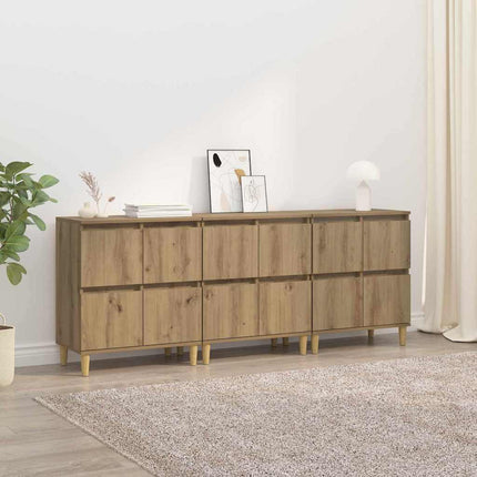 Sideboards 3 pcs Artisan Egetræ 60 x 35 x 70 cm Konstrueret træ