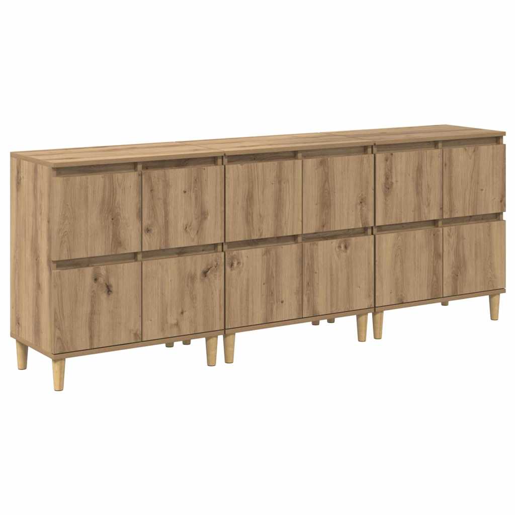 Sideboards 3 pcs Artisan Egetræ 60 x 35 x 70 cm Konstrueret træ