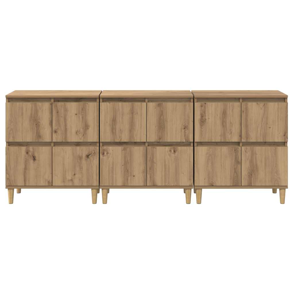 Sideboards 3 pcs Artisan Egetræ 60 x 35 x 70 cm Konstrueret træ