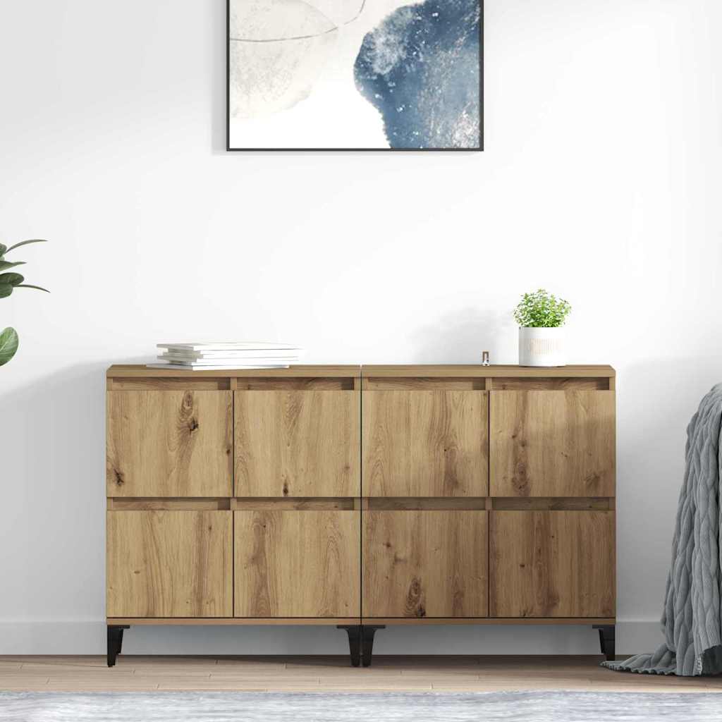 Sideboards 2 pcs Artisan Egetræ 60 x 35 x 70 cm Konstrueret træ