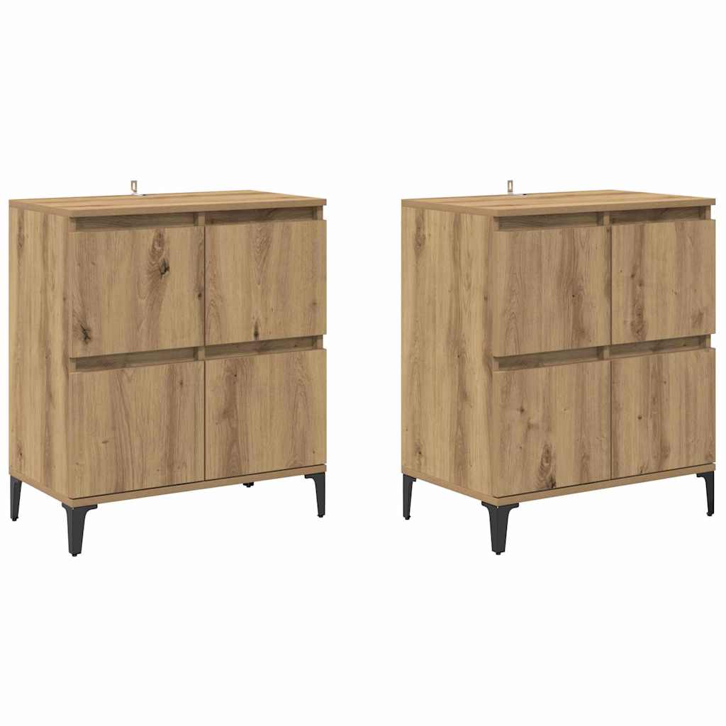 Sideboards 2 pcs Artisan Egetræ 60 x 35 x 70 cm Konstrueret træ