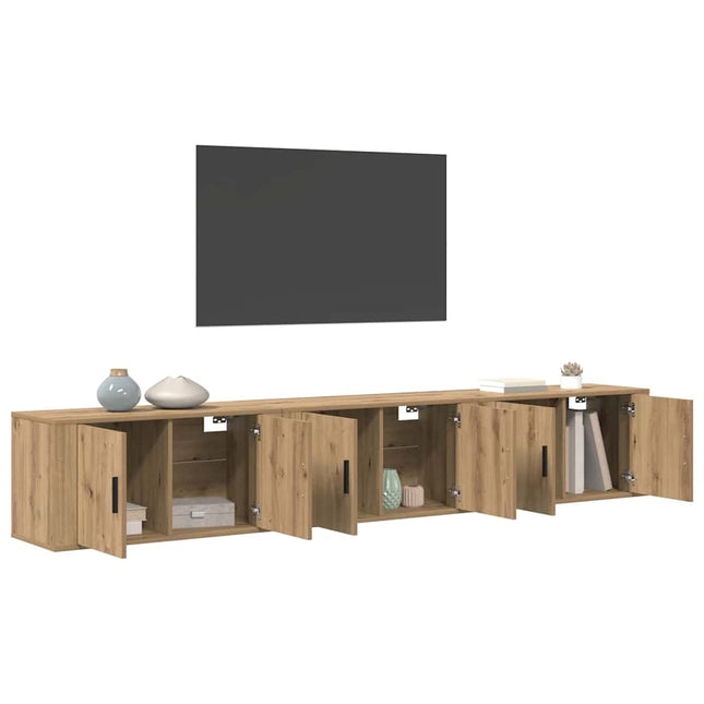 Væghængt TV-skab sæt 3 pcs Artisan Egetræ 80 x 34,5 x 40 cm