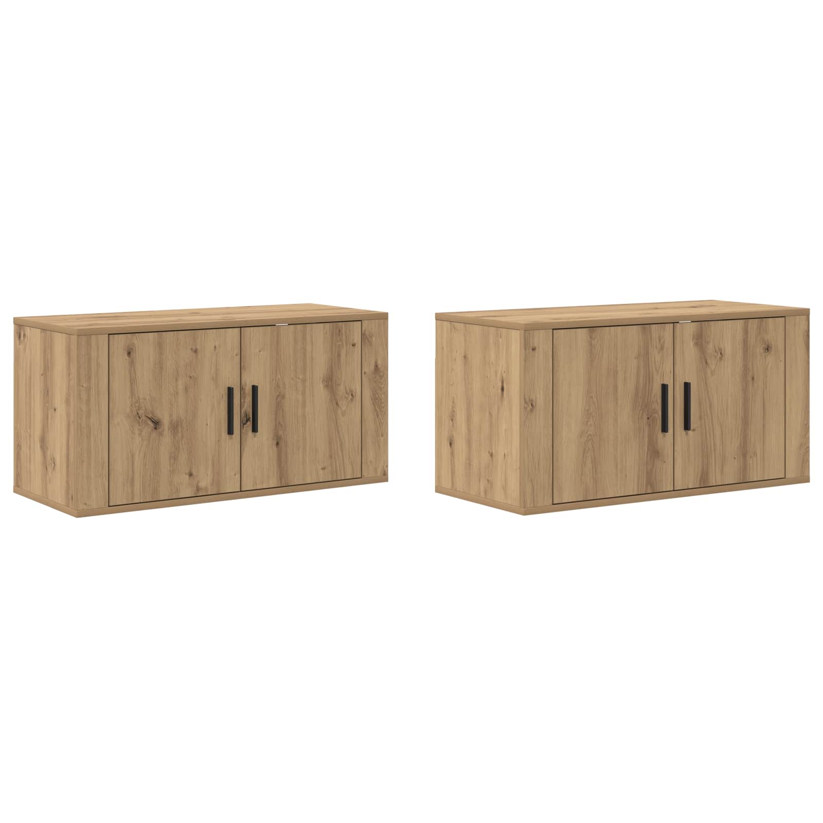 Væghængt TV-skab sæt 2 pcs Artisan Egetræ 80 x 34,5 x 40 cm