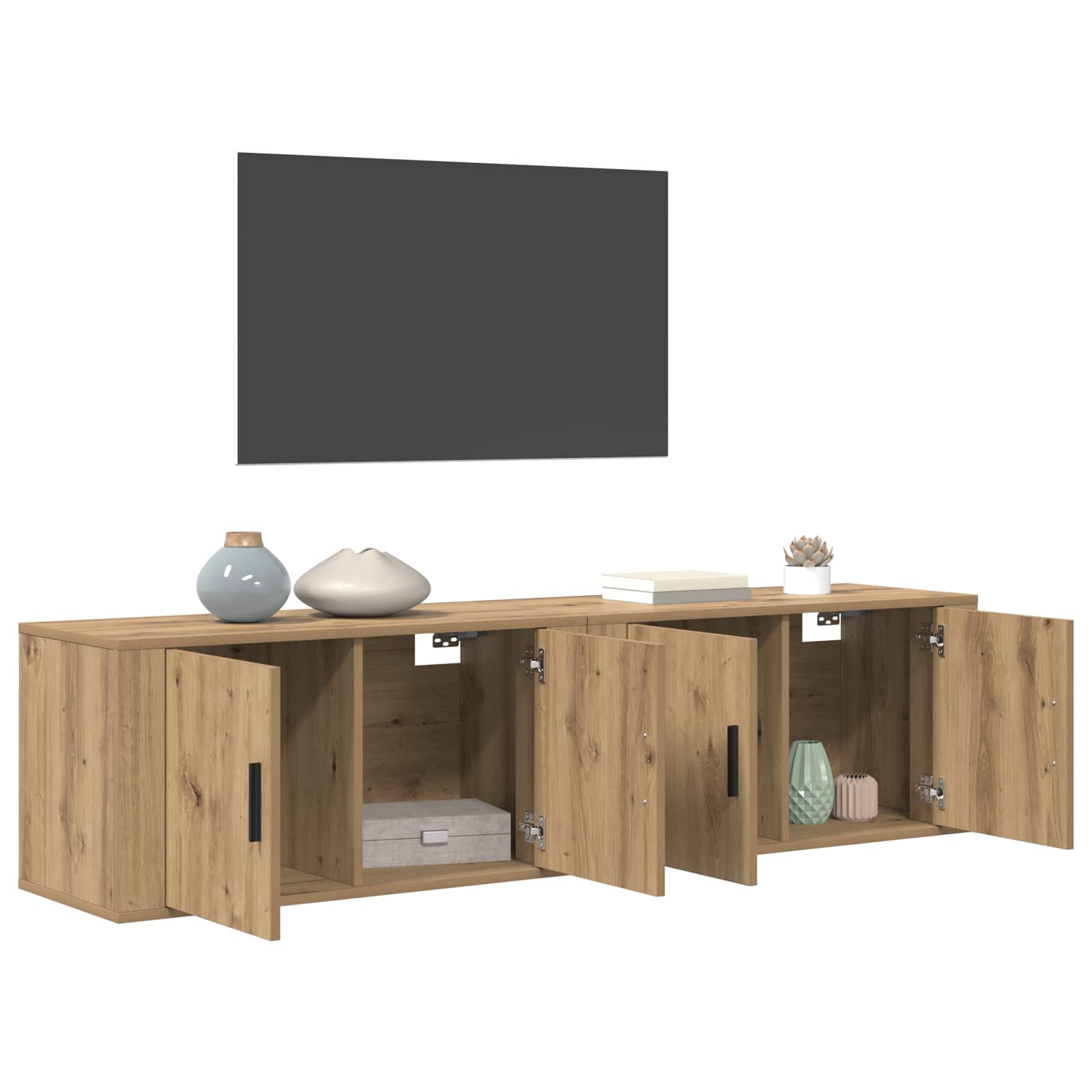 Væghængt TV-skab sæt 2 pcs Artisan Egetræ 80 x 34,5 x 40 cm