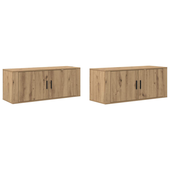 Væghængt TV-skab sæt 2 pcs Artisan Egetræ 100 x 34,5 x 40 cm