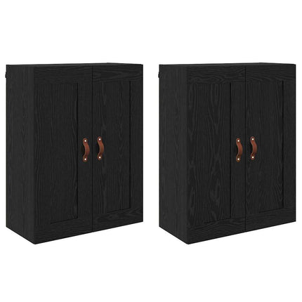 Væghængt skab 2 stk. Sort eg 69,5 x 34 x 90 cm Konstrueret træ