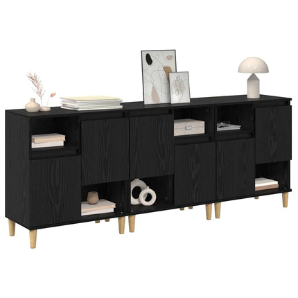 Sideboards 3 pcs Sort eg 60 x 35 x 70 cm Konstrueret træ