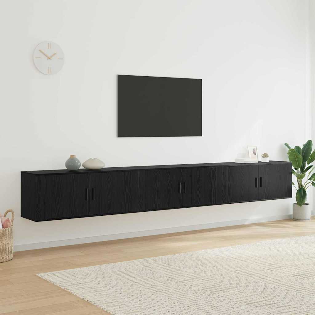 Væghængt TV-skab sæt 3 pcs Sort eg 100 x 34,5 x 40 cm