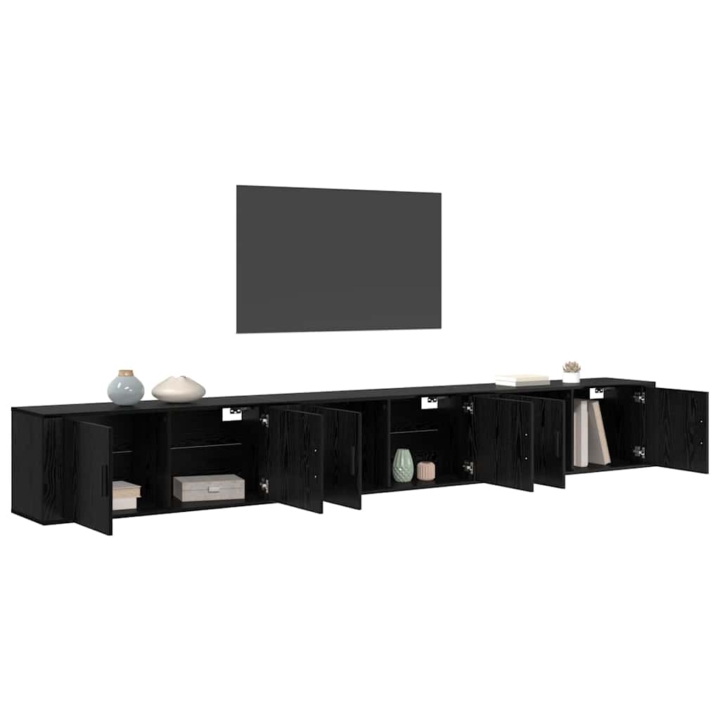 Væghængt TV-skab sæt 3 pcs Sort eg 100 x 34,5 x 40 cm