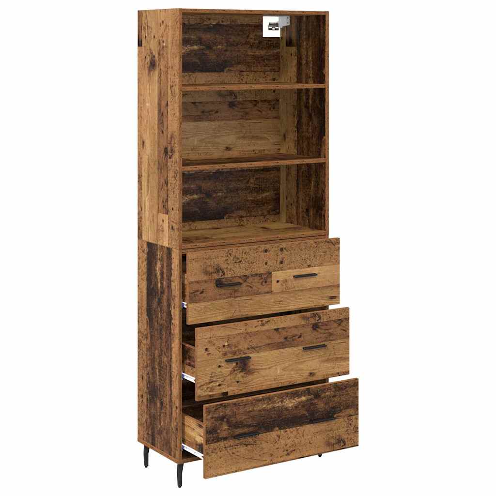 Highboard med skuffe 2 pcs Gammelt træ Konstrueret træ