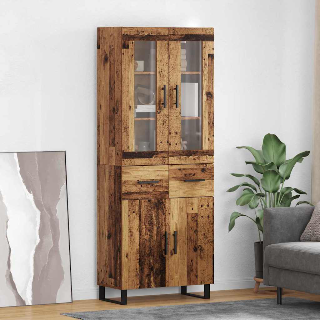 Highboard med skuffe 2 pcs Gammelt træ Konstrueret træ