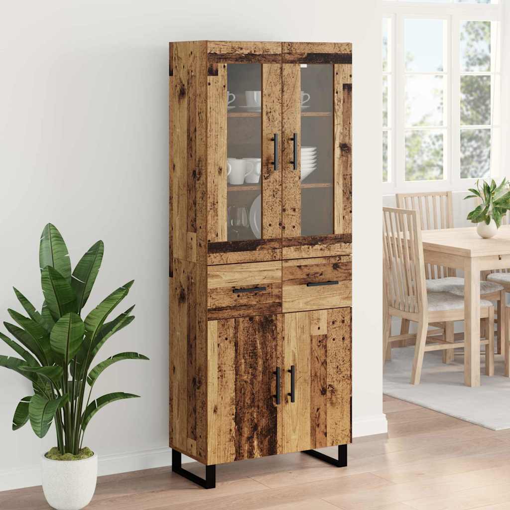Highboard med skuffe 2 pcs Gammelt træ Konstrueret træ