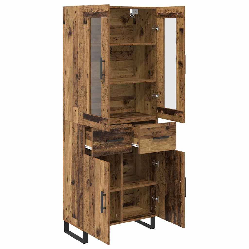 Highboard med skuffe 2 pcs Gammelt træ Konstrueret træ