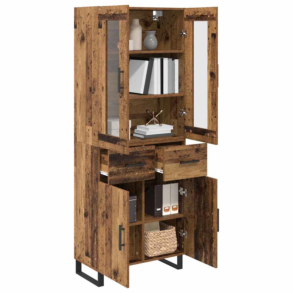 Highboard med skuffe 2 pcs Gammelt træ Konstrueret træ
