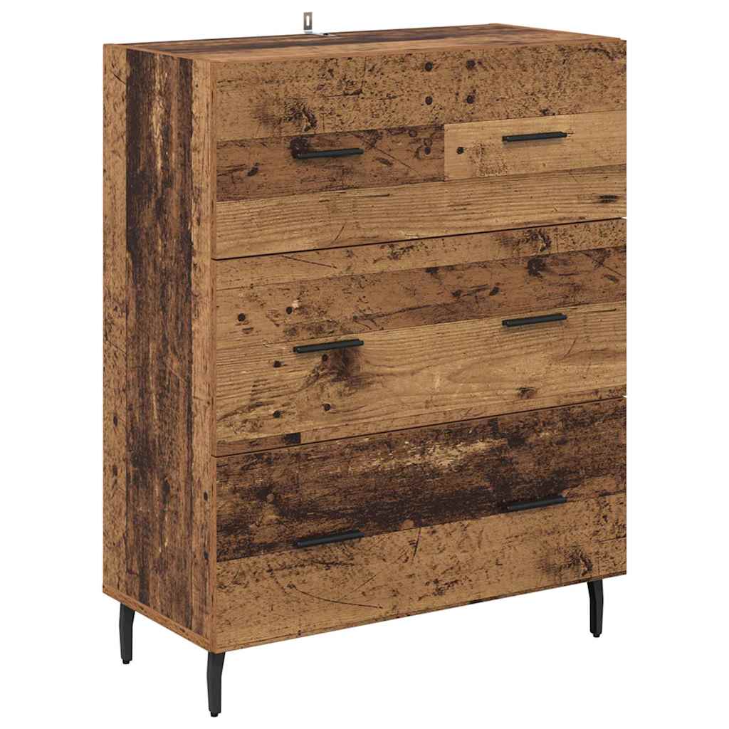 Highboard med skuffe 2 pcs Gammelt træ Ingeniørtræ og glas