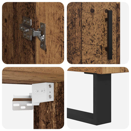 Highboard 2 pcs Gammelt træ Konstrueret træ