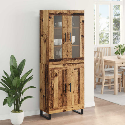 Highboard 2 pcs Gammelt træ Konstrueret træ