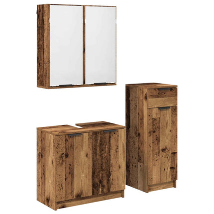 Badeværelsesmøbel sæt 3 stk. Gammelt træ 64,5 x 33,5 x 59 cm