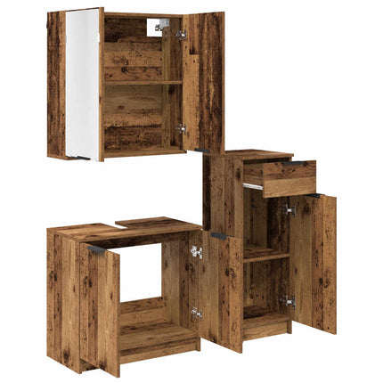 Badeværelsesmøbel sæt 3 stk. Gammelt træ 64,5 x 33,5 x 59 cm