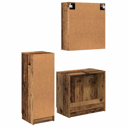 Badeværelsesmøbel sæt 3 stk. Gammelt træ 64,5 x 33,5 x 59 cm