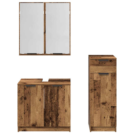 Badeværelsesmøbel sæt 3 stk. Gammelt træ 64,5 x 33,5 x 59 cm
