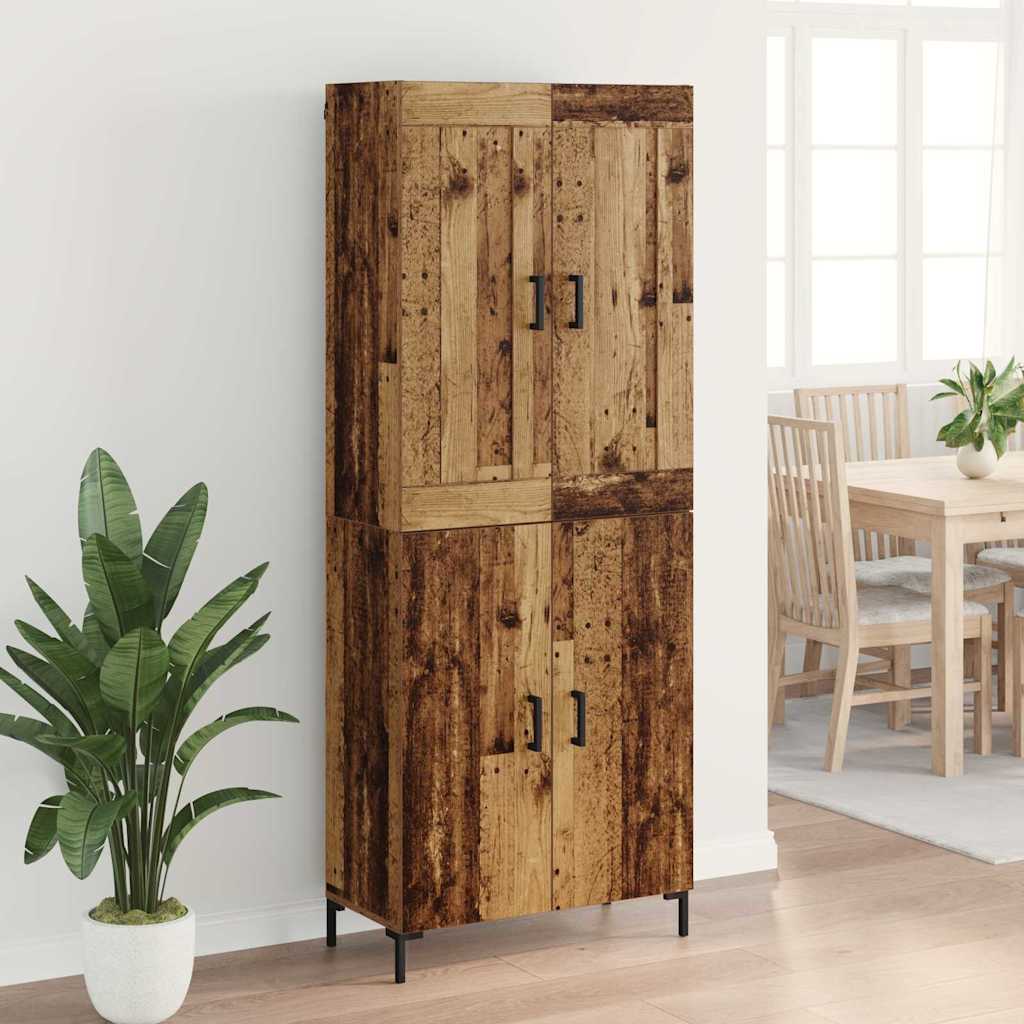 Highboard 2 pcs Gammelt træ Konstrueret træ
