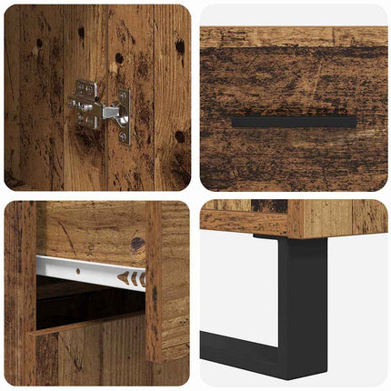 Highboard 2 stk. Gammelt træ 69,5 x 34 x 180 cm
