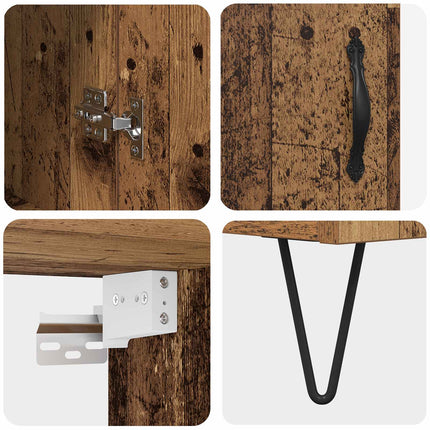 Highboard 2 pcs Gammelt træ Konstrueret træ