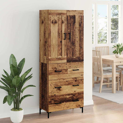 Highboard 2 stk. Gammelt træ 69,5 x 34 x 180 cm Konstrueret træ