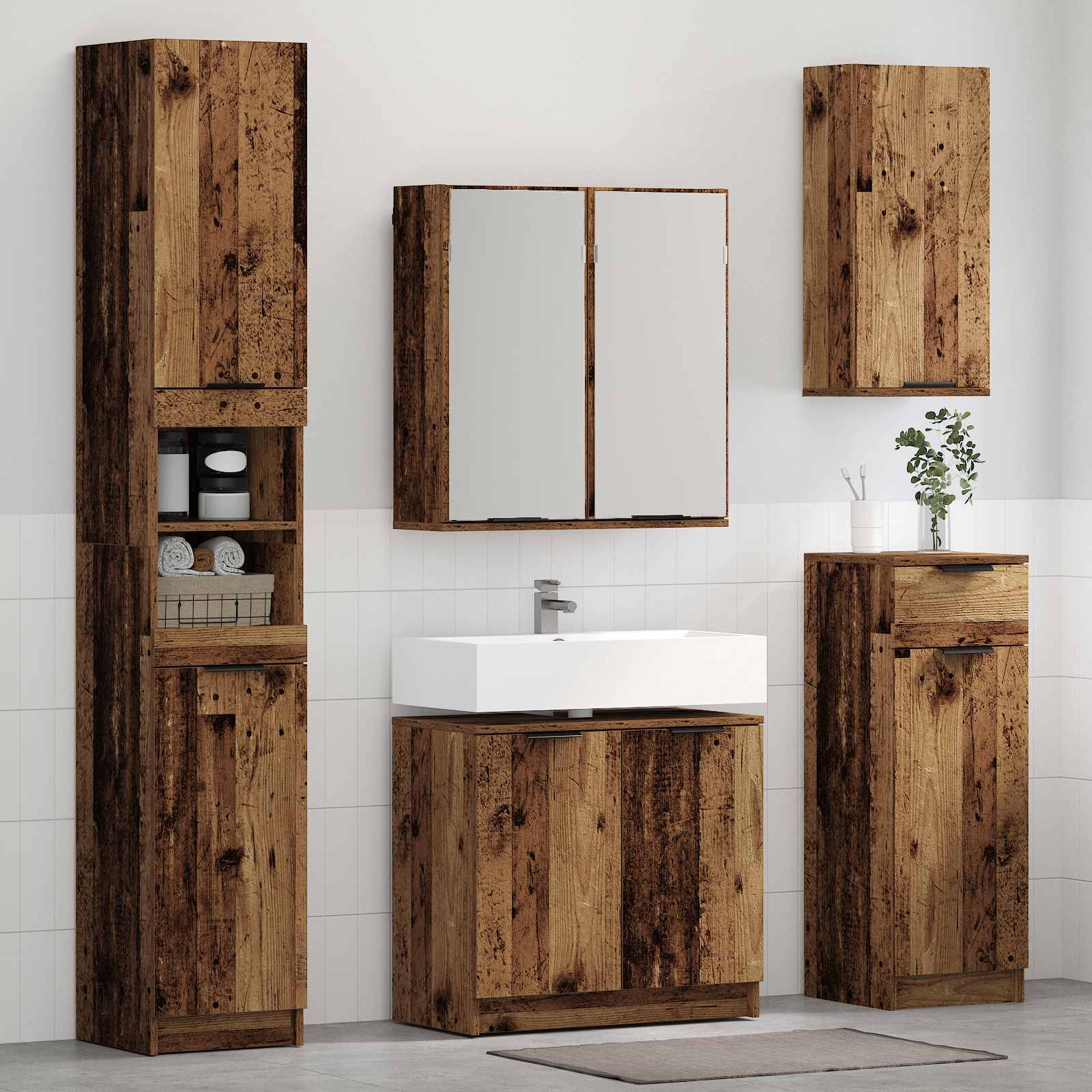 Badevrelsesmbel st 5 stk. Gammelt tr 64,5 x 33,5 x 59 cm