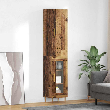 Highboard 2 pcs Gammelt træ Konstrueret træ