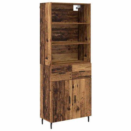 Highboard 2 stk. Gammelt træ 69,5 x 32,5 x 180 cm