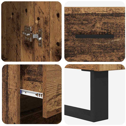 Highboard med skuffe 2 pcs Gammelt træ Konstrueret træ