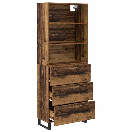 Highboard med skuffe 2 pcs Gammelt træ Konstrueret træ