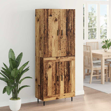 Highboard 2 pcs Gammelt træ Ingeniørtræ og glas