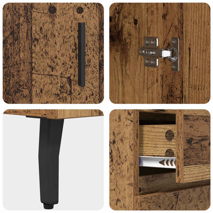 Highboard med skuffe 2 pcs Gammelt træ Konstrueret træ