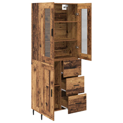 Highboard med skuffe 2 pcs Gammelt træ Konstrueret træ