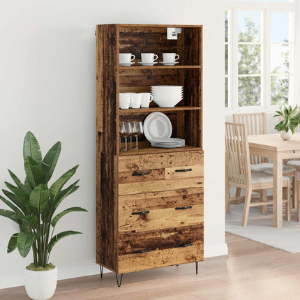 Highboard med skuffe 2 pcs Gammelt træ Konstrueret træ