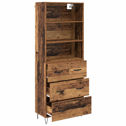Highboard med skuffe 2 pcs Gammelt træ Konstrueret træ