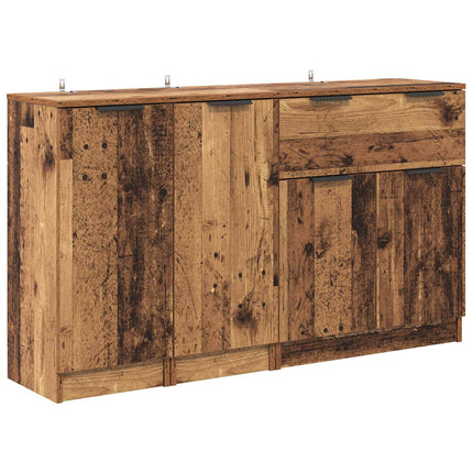 Sideboard med skuffe 3 pcs Gammelt træ Konstrueret træ