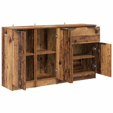 Sideboard med skuffe 3 pcs Gammelt træ Konstrueret træ