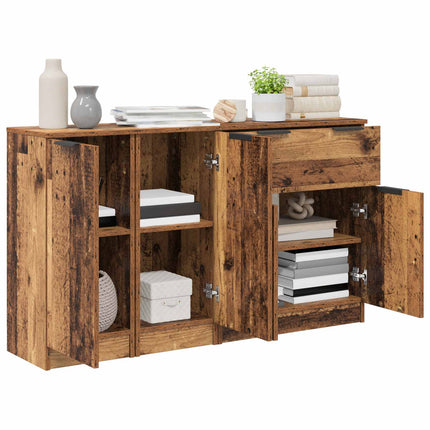 Sideboard med skuffe 3 pcs Gammelt træ Konstrueret træ