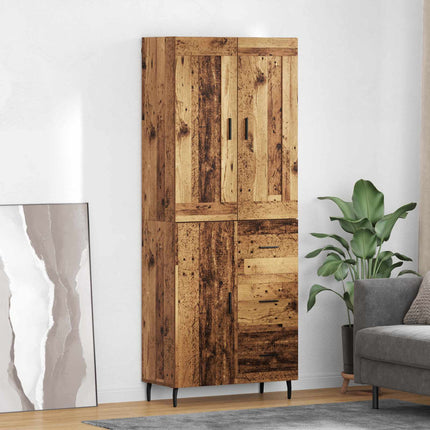 Highboard med skuffe 2 pcs Gammelt træ Konstrueret træ