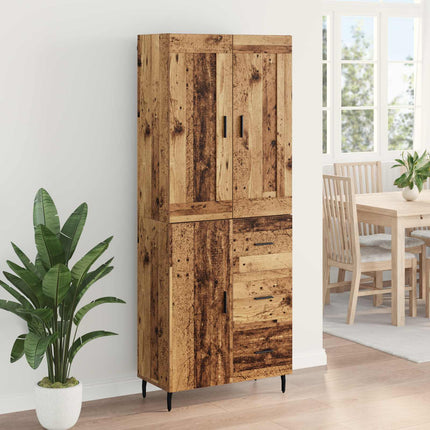 Highboard med skuffe 2 pcs Gammelt træ Konstrueret træ