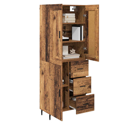 Highboard med skuffe 2 pcs Gammelt træ Konstrueret træ