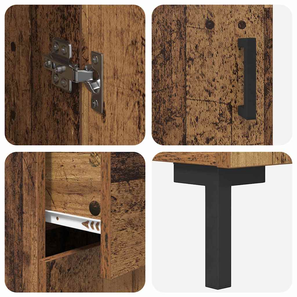 Highboard med skuffe 2 pcs Gammelt træ Konstrueret træ