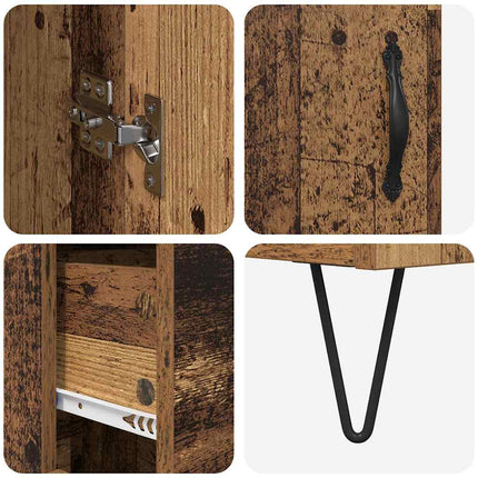 Highboard 2 stk. Gammelt træ 69,5 x 34 x 180 cm Konstrueret træ