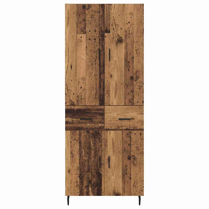 Highboard med skuffe 2 pcs Gammelt træ Ingeniørtræ og glas