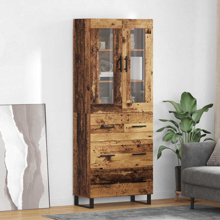 Highboard med skuffe 2 pcs Gammelt træ Konstrueret træ